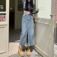 High Waist Denim Midi Skirt Slim Fit A Line Design Summer Casual Wear factory direct