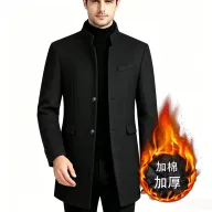 Mens Wool Blend Overcoat Thickened Mid Length Warm Stylish Autumn Winter Outerwear OEM Available