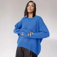 Womens Knit Sweater Round Neck Loose Fit Solid Color Autumn Winter Fashion Wholesale Available