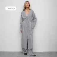 Long Cardigan Coat with Belt Loose Fit Modal Fabric Button Closure Available in Gray and Red Wholesale Supply
