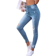 High Waist Stretch Skinny Jeans for Women Blue Denim Casual Wear customizable OEM ODM service