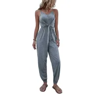Gray Summer Womens Jumpsuit Casual Sleeveless Design Lightweight Fabric low MOQ