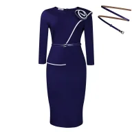 Pencil Dress for Women Solid Color Bodycon Fit Long Sleeve Available in Dark Blue Black Rose Red Green Wholesale