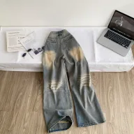 High Waist Ripped Denim Jeans for Women Loose Fit Retro Style Casual Wear for All Seasons