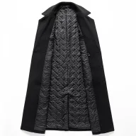 Mens Wool Blend Overcoat Mid Length Double Breasted Suit Collar Warm Winter Fashion