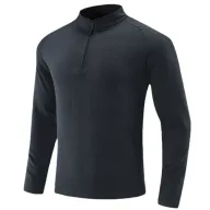 Mens Casual Long Sleeve Solid T Shirt High Quality Half Zipper Loose Fit Breathable Polyester Available in Multiple Colors