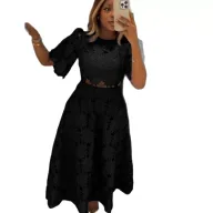 French Design Hollow Out Top and Casual Set Womens Two Piece Outfit Fashionable and Comfortable Wholesale Available