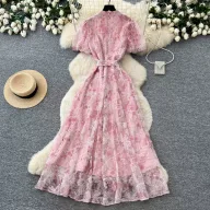 Lace Sequin Maxi Dress for Women High Waist A Line Silhouette Elegant Design Perfect for Summer Parties Wholesale