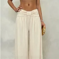 Wide Leg Casual Yoga Pants Loose Fit Solid Color Fashionable Design Ideal for Everyday Wear Wholesale Available