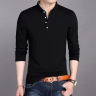 Slim Fit Mens Long Sleeve Polo Shirt in White Navy Blue Black Gray Red for Spring and Autumn Wholesale