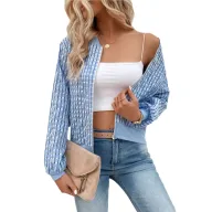 Womens Long Sleeve Zip Front Cardigan Jacket with Floral Print Casual Outerwear for Fall Wholesa