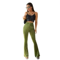 High Waisted Velvet Flare Pants for Women Slim Fit Versatile Style Casual Wear Wholesale Available
