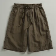 Vintage Loose Fit Sleeveless Solid Color Shorts for Men with Elastic Waist Casual Summer Wear