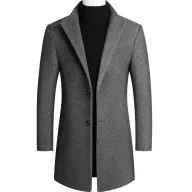 Mens Wool Blend Overcoat Mid Length Warmth Casual Winter Outerwear Available in Multiple Colors and Sizes