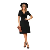 V Neck Bodycon Dress for Women Slim Fit Waist Design Elegant Black Perfect for Parties and Events