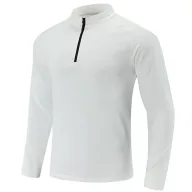 Mens Casual Long Sleeve Solid T Shirt High Quality Half Zipper Loose Fit Breathable Polyester Available in Multiple Colors