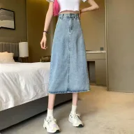 High Waist A Line Denim Skirt for Women Vintage Style Mid Length Summer Wear bulk order