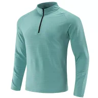 Mens Casual Long Sleeve Solid T Shirt High Quality Half Zipper Loose Fit Breathable Polyester Available in Multiple Colors
