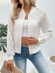 Womens Long Sleeve Zip Front Cardigan Jacket with Floral Print Casual Outerwear for Fall Wholesa