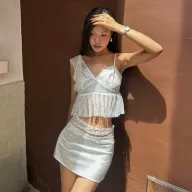 French Style Lace Trimmed Cami Top and Bodycon Mini Skirt Set for Women Summer Collection Elegant Casual Wear Wholesale