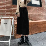 A Line High Waist Black Denim Midi Skirt for Women Loose Fit Comfortable Design Spring Summer Casual Wear Wholesale