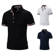 Mens Casual Solid Short Sleeve Polo Shirt in Polyester available in White Black Navy Blue Sizes S to 2XL