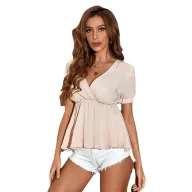 Womens V Neck Sleeveless T Shirt Loose Fit Solid Color Top Casual Spring Summer Wear