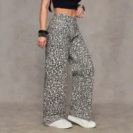 Camouflage Womens Straight Leg Jeans Casual Style Available in Black and White Wholesale Low MOQ factory direct