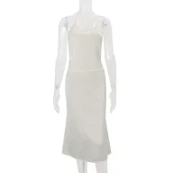 Womens Casual Outfit Set Sexy Backless U Neck Camisole and Elegant Midi Skirt Spring Collection