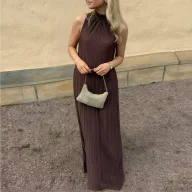 Elegant Striped Maxi Dress for Women Sleeveless Summer Fashion High End Feel Perfect for Parties and Events