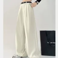 High Waisted Wide Leg Trousers Loose Fit Elegant Draping Versatile Style Perfect for Casual or Formal Occasions