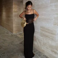Sleeveless Backless Bodycon Dress Solid Color Slim Fit Elegant Evening Wear private label