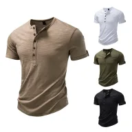 Mens Loose Fit Casual Short Sleeve T Shirt Solid Color Bamboo Fabric Summer Wear