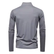 Mens Casual Long Sleeve T Shirt Slim Fit Stand Collar Breathable Polyester Solid Pattern UPF 100 Protection