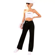 High Waist Loose Fit Denim Pants for Women Casual Style Black Color Available in XS to L Wholesale Supply