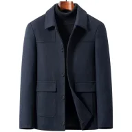 Mens Wool Blend Overcoat Casual Style Lapel Collar Available in Gray Black Navy Wholesale Low MOQ