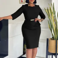 Elegant Bodycon Dress for Women Slim Fit Round Neck Available in Peacock Blue Black and White Wholesale with Low MOQ