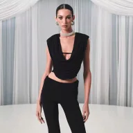 Sleeveless Blouse and High Waist Flare Pants Set Casual Fashion Solid Color