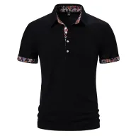 Mens Casual Solid Short Sleeve Polo Shirt in Polyester available in White Black Navy Blue Sizes S to 2XL