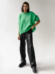 Womens Knit Sweater Round Neck Loose Fit Solid Color Autumn Winter Fashion Wholesale Available
