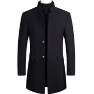 Mens Wool Blend Overcoat Mid Length Warm Jacket Casual Winter Outerwear Available in Multiple Colors and Sizes