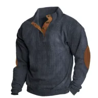 Sporty Long Sleeve Stand Collar Mens Sweatshirt Made of Polyester Solid Pattern Available in Multiple Colors and Sizes