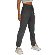 Womens High Waisted Casual Pants Solid Gray Straight Leg Comfortable Fabric Summer Wear