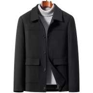 Mens Wool Blend Overcoat Casual Style Lapel Collar Available in Gray Black Navy Wholesale Low MOQ