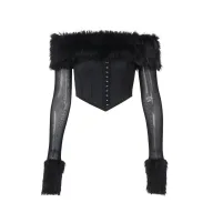 Winter Womens Fashion Sexy Off Shoulder Long Sleeve Top Sheer Mesh Irregular Hem Cozy Fabric Wholesale Available