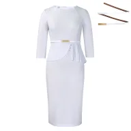 Elegant Bodycon Dress for Women Slim Fit Round Neck Available in Peacock Blue Black and White Wholesale with Low MOQ