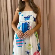 High Waist Polyester Sleeveless Square Collar Dress for Office Lady