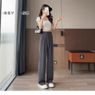 High Waisted Tie Dye Ice Silk Pants Lightweight Casual Straight Leg Trendy Design Summer Wear for Petite Women