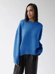 Womens Knit Sweater Round Neck Loose Fit Solid Color Autumn Winter Fashion Wholesale Available