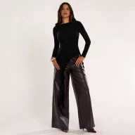 Womens Long Sleeve Top High End Feel Asymmetrical Ruffle Design Off Shoulder Slim Fit Perfect for Casual or Formal
